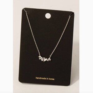 SLOAN SILVER RHINESTONE CLUSTER NECKLACE